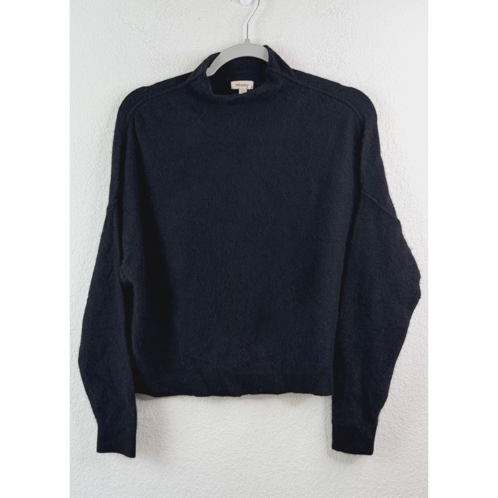 Pilcro Alani Cashmere Sweater Women's S Black Rolled Neck Boxy Quiet Luxury